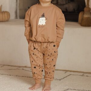 Quincy Mae Halloween Relaxed Fleece Sweatshirt & Sweatpant Set Size 3-6 Months